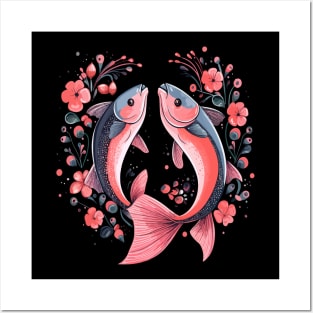 Salmon Couple Valentine Posters and Art